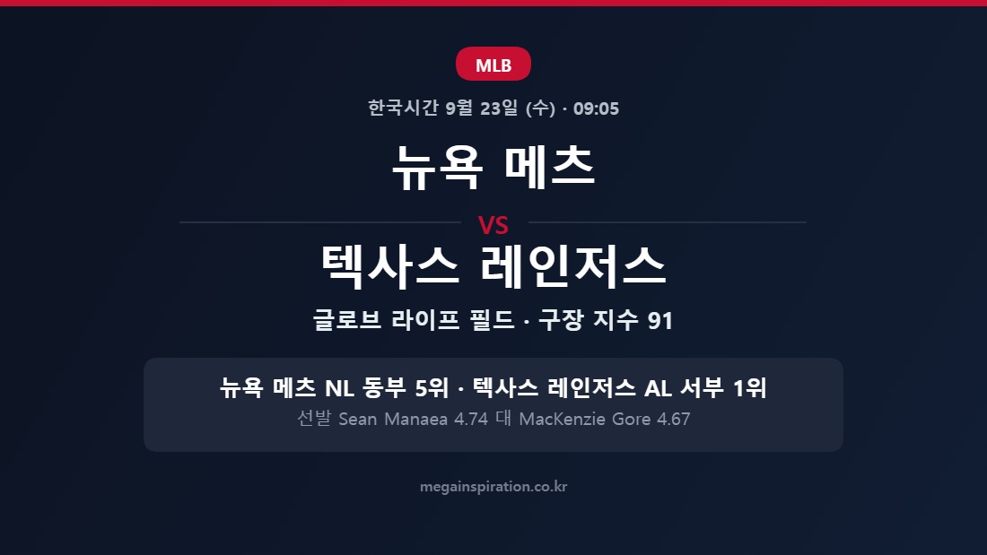 뉴욕 메츠 vs 텍사스 레인저스 MLB 분석