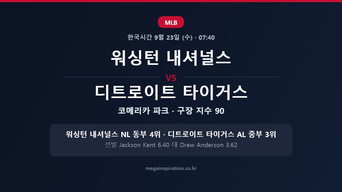 워싱턴 내셔널스 vs 디트로이트 타이거스 MLB 분석