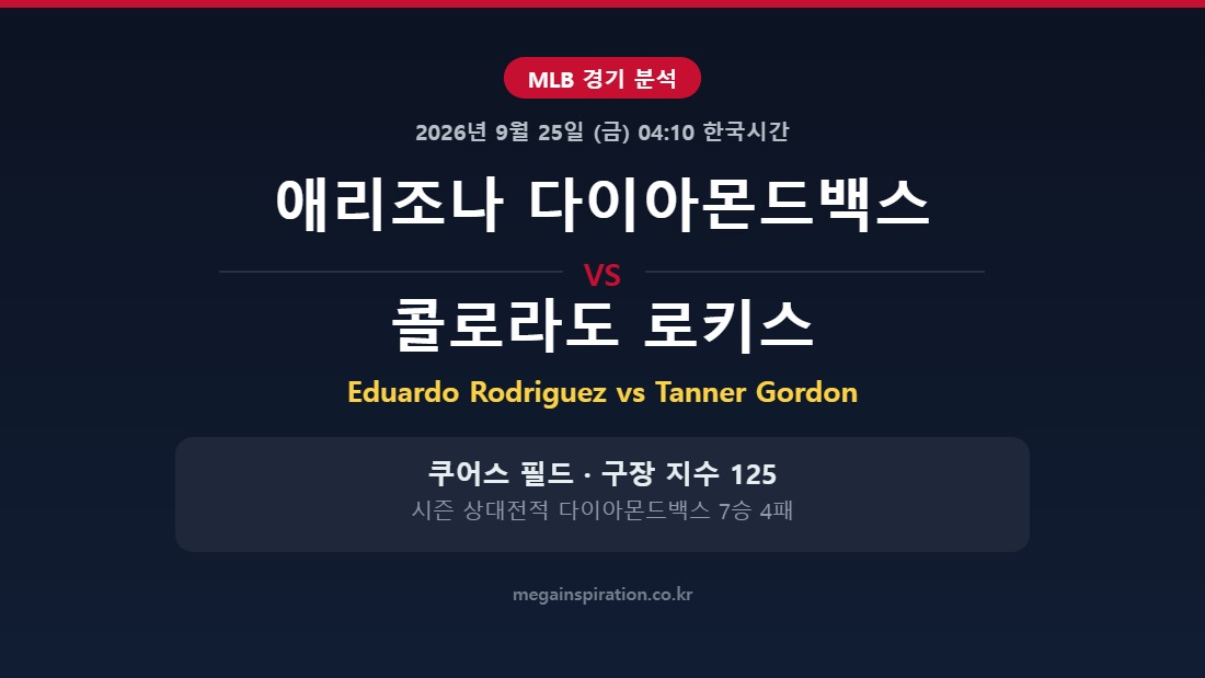 애리조나 다이아몬드백스 vs 콜로라도 로키스 MLB 분석