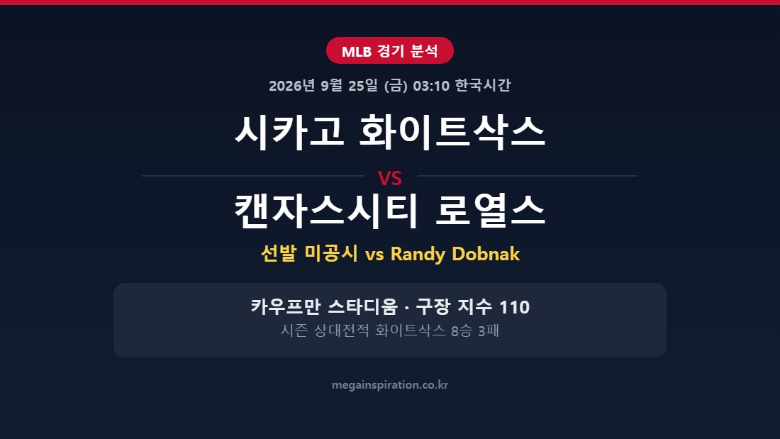 시카고 화이트삭스 vs 캔자스시티 로열스 MLB 분석