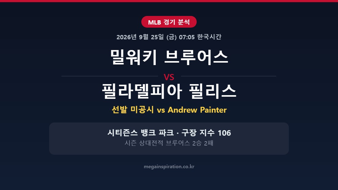 밀워키 브루어스 vs 필라델피아 필리스 MLB 분석
