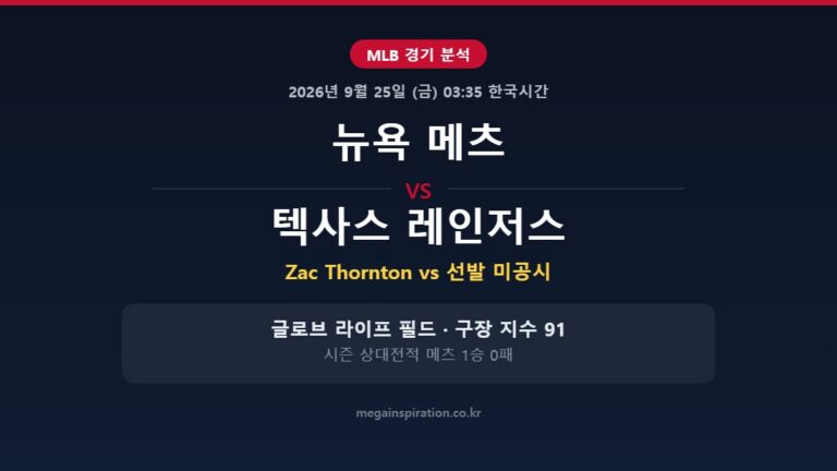 뉴욕 메츠 vs 텍사스 레인저스 MLB 분석