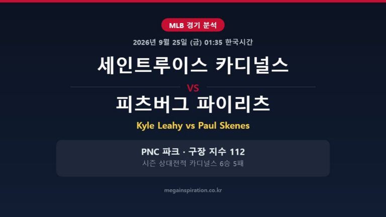 세인트루이스 카디널스 vs 피츠버그 파이리츠 MLB 분석