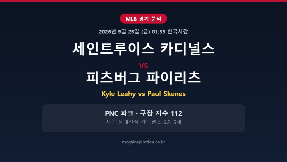 세인트루이스 카디널스 vs 피츠버그 파이리츠 MLB 분석