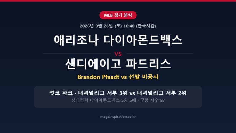 애리조나 다이아몬드백스 vs 샌디에이고 파드리스 MLB 분석