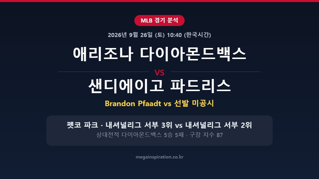 애리조나 다이아몬드백스 vs 샌디에이고 파드리스 MLB 분석