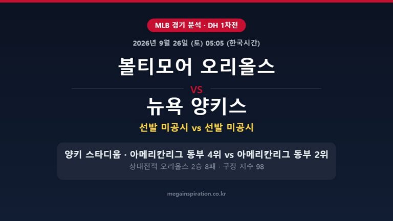 볼티모어 오리올스 vs 뉴욕 양키스 MLB 분석