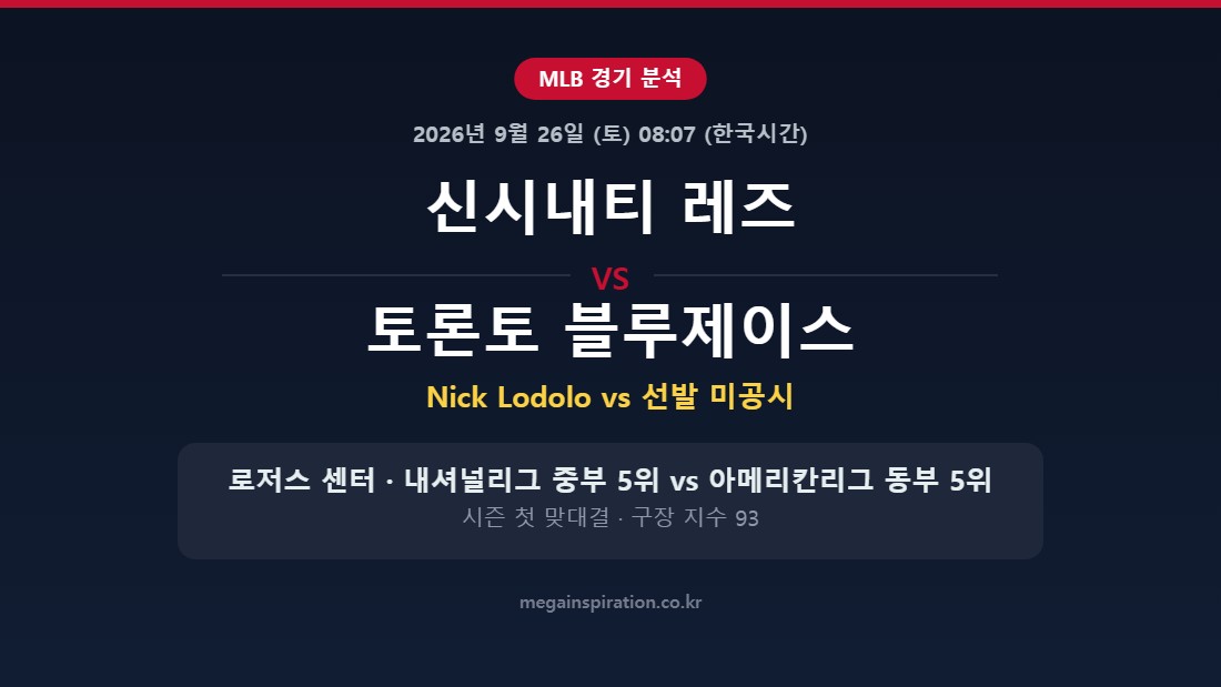 신시내티 레즈 vs 토론토 블루제이스 MLB 분석