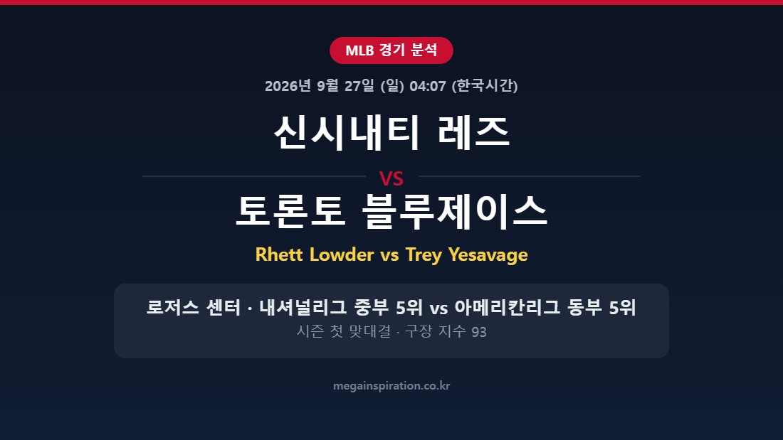 신시내티 레즈 vs 토론토 블루제이스 MLB 분석