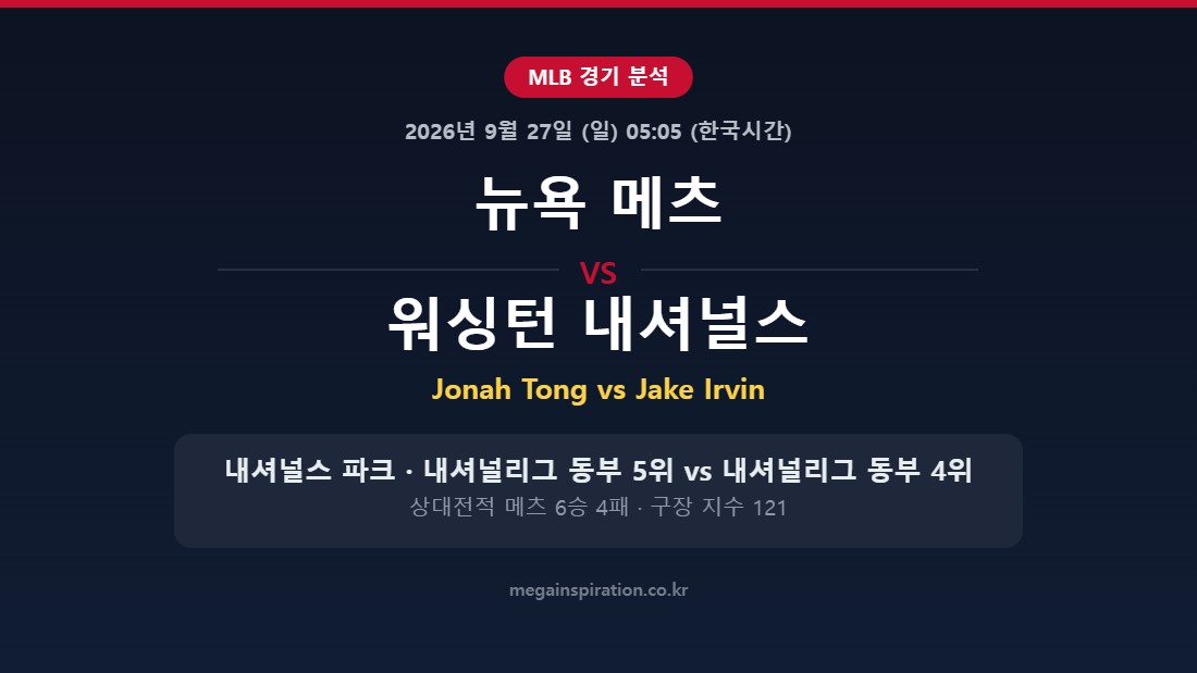 뉴욕 메츠 vs 워싱턴 내셔널스 MLB 분석