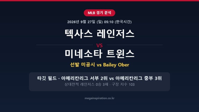 텍사스 레인저스 vs 미네소타 트윈스 MLB 분석