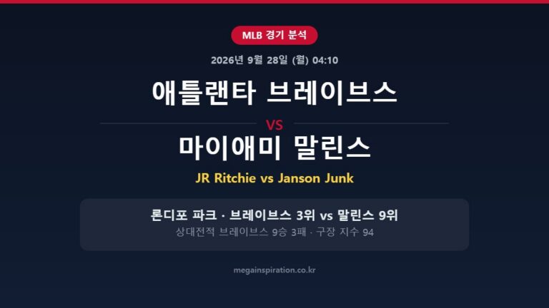 애틀랜타 브레이브스 vs 마이애미 말린스 MLB 분석