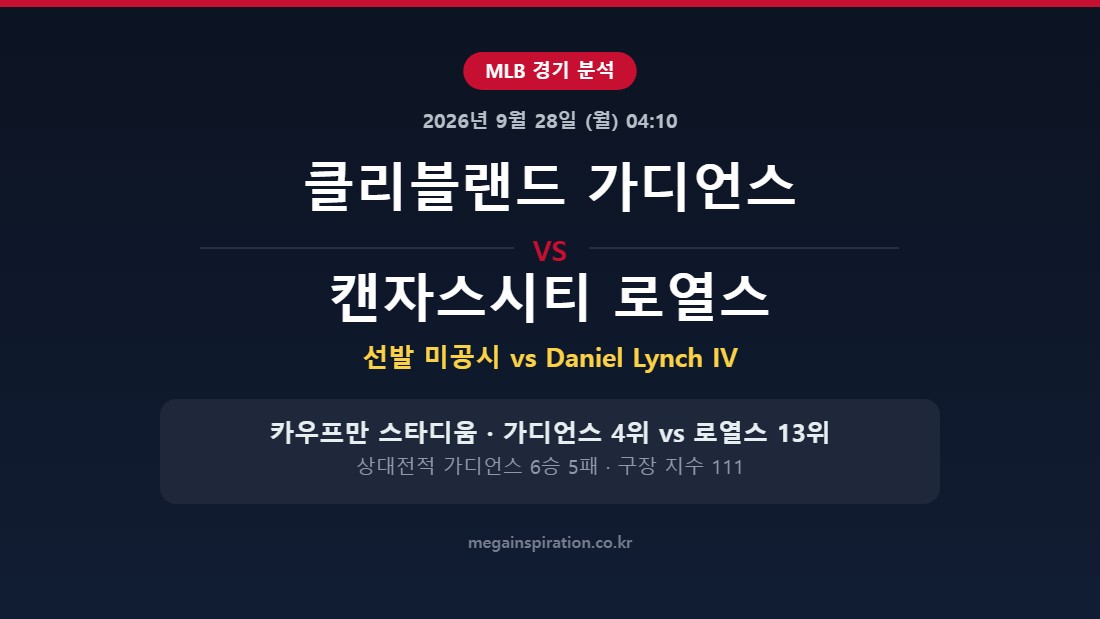 클리블랜드 가디언스 vs 캔자스시티 로열스 MLB 분석