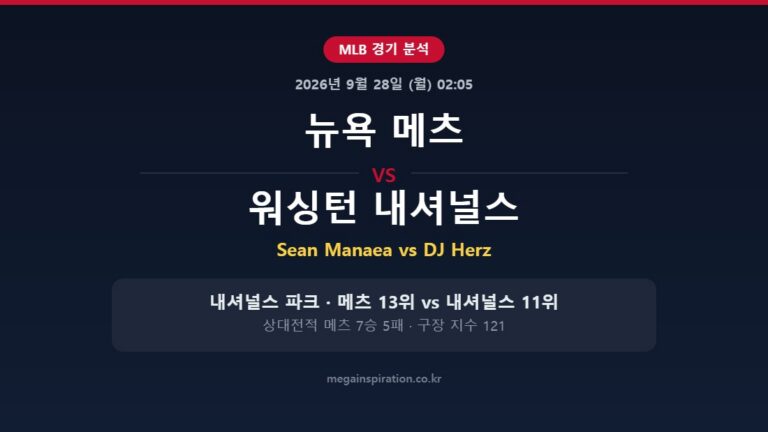 뉴욕 메츠 vs 워싱턴 내셔널스 MLB 분석