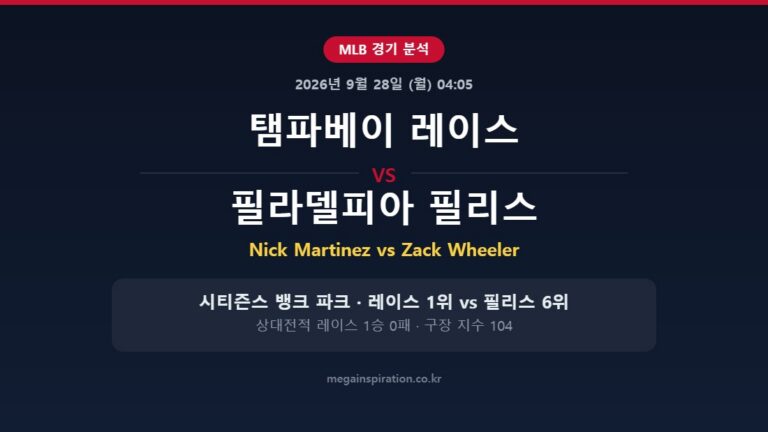 탬파베이 레이스 vs 필라델피아 필리스 MLB 분석