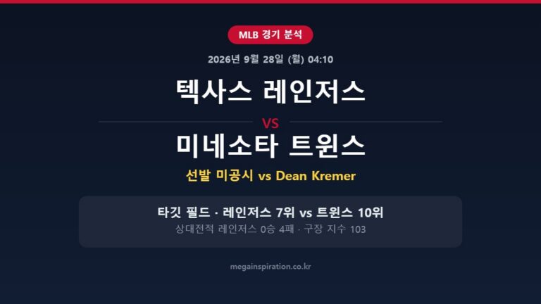 텍사스 레인저스 vs 미네소타 트윈스 MLB 분석