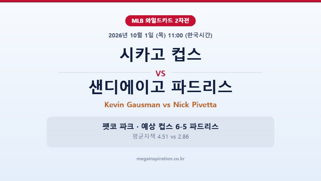 시카고 컵스 vs 샌디에이고 파드리스 MLB 분석
