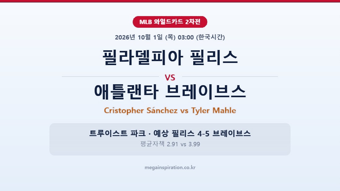 필라델피아 필리스 vs 애틀랜타 브레이브스 MLB 분석