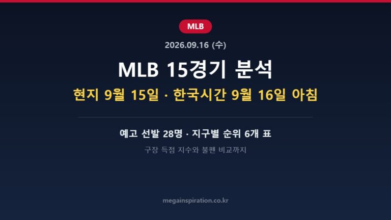 현지 2026년 9월 15일 MLB 분석 허브
