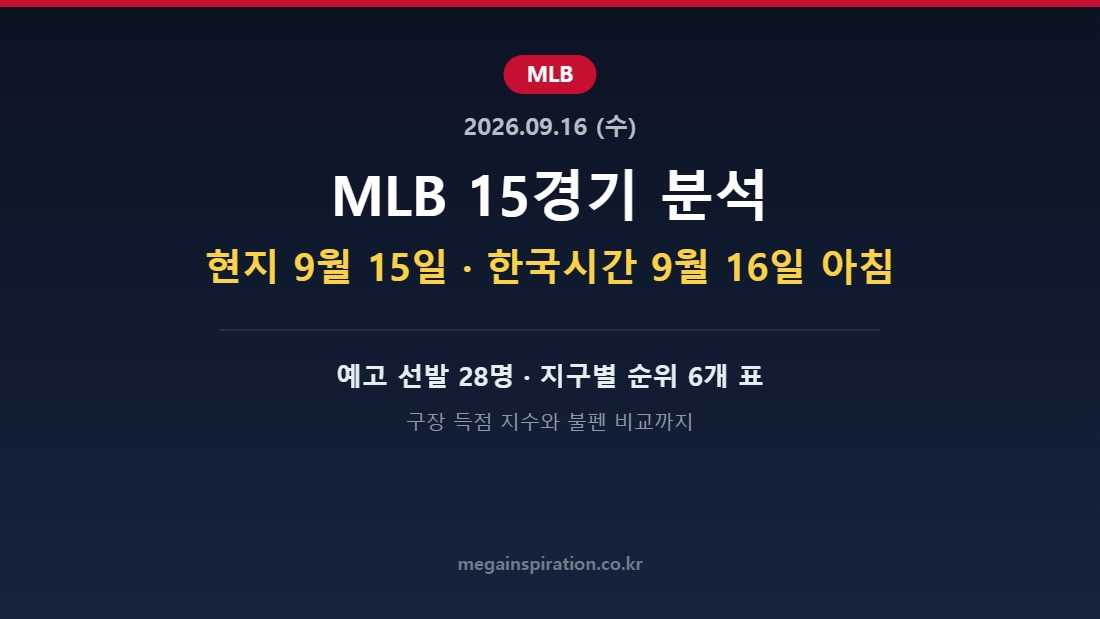 현지 2026년 9월 15일 MLB 분석 허브