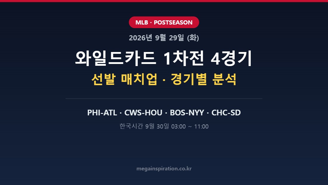2026년 9월 29일 (화) MLB 분석