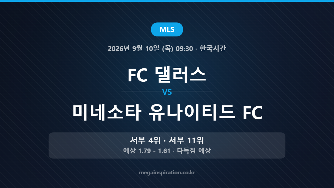 FC 댈러스 vs 미네소타 유나이티드 FC — MLS 2026년 9월 10일 (목) 09:30 · 한국시간