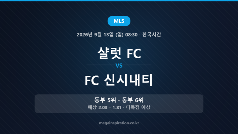 샬럿 FC vs FC 신시내티 — MLS 2026년 9월 13일 (일) 08:30 · 한국시간