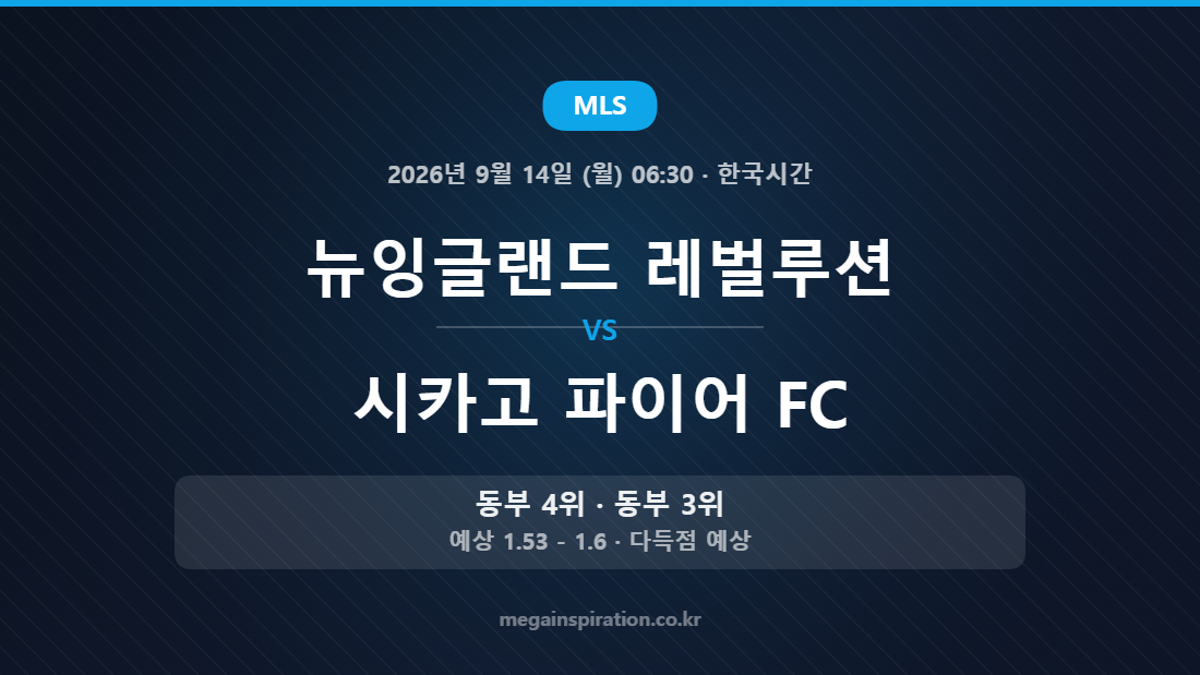 뉴잉글랜드 레벌루션 vs 시카고 파이어 FC MLS 경기 분석