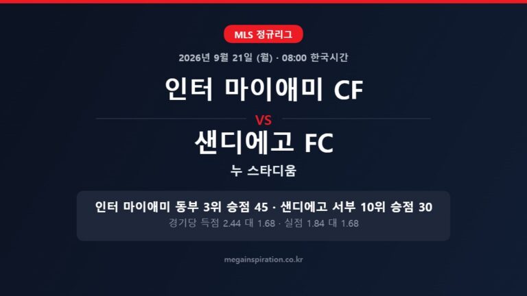 인터 마이애미 CF vs 샌디에고 FC MLS 분석