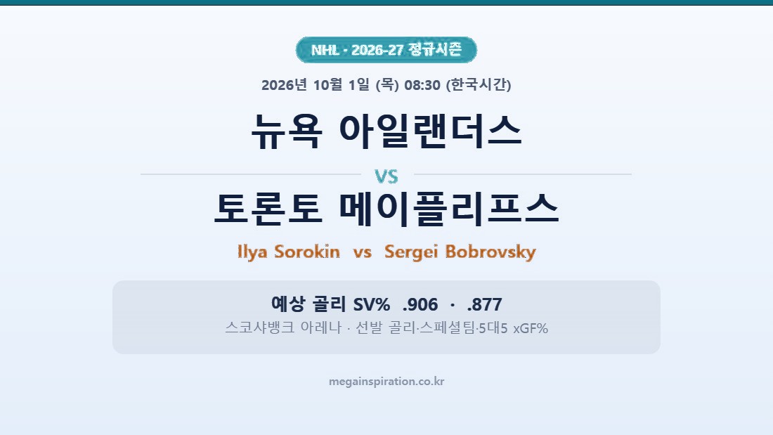 뉴욕 아일랜더스 vs 토론토 메이플리프스 NHL 분석