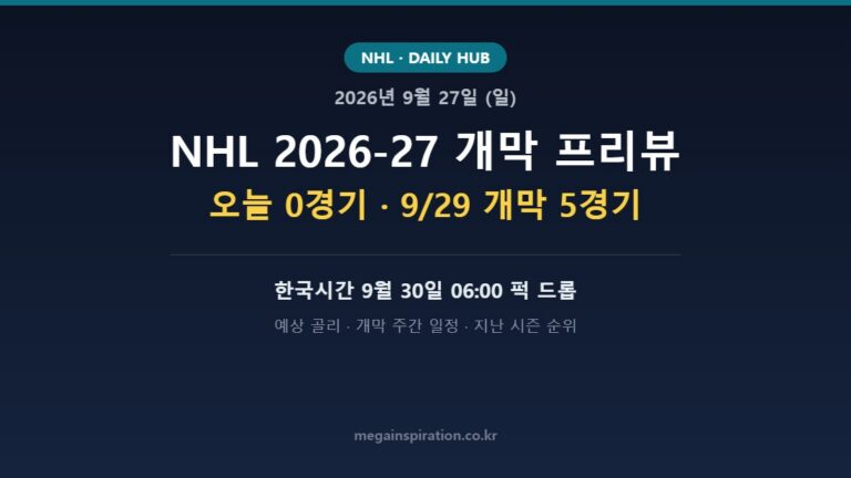 2026년 9월 27일 NHL 분석