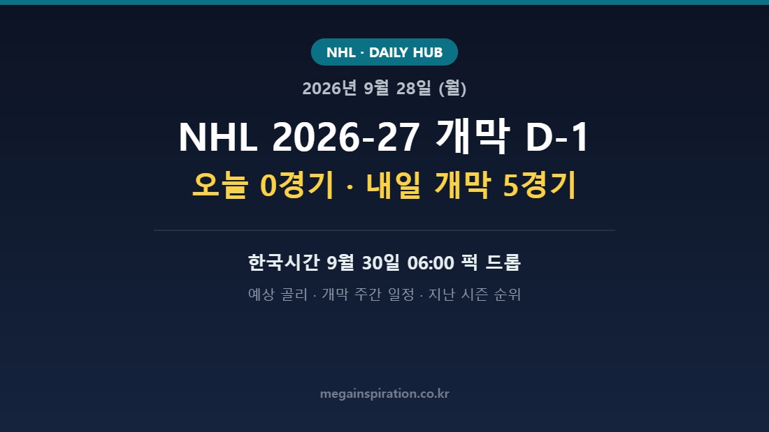 2026년 9월 28일 NHL 분석