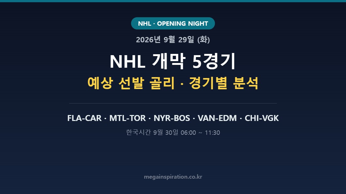 2026년 9월 29일 (화) NHL 분석