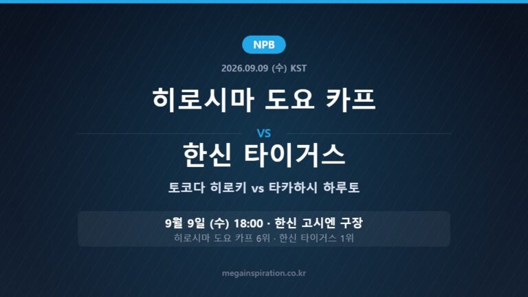 히로시마 도요 카프 vs 한신 타이거스 NPB 분석