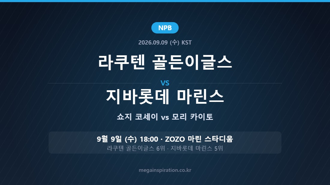 라쿠텐 골든이글스 vs 지바롯데 마린스 NPB 분석
