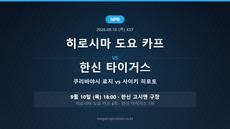 히로시마 도요 카프 vs 한신 타이거스 NPB 분석