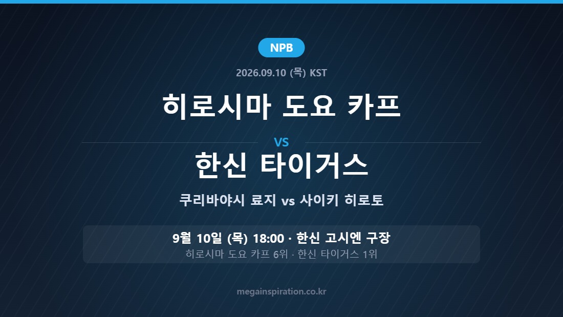 히로시마 도요 카프 vs 한신 타이거스 NPB 분석