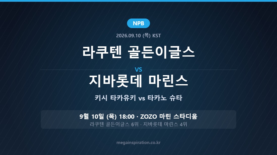 라쿠텐 골든이글스 vs 지바롯데 마린스 NPB 분석