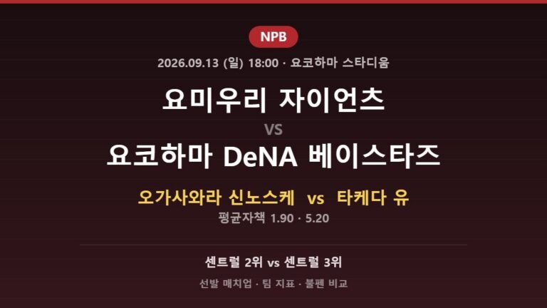 요미우리 자이언츠 vs 요코하마 DeNA 베이스타즈 NPB 분석