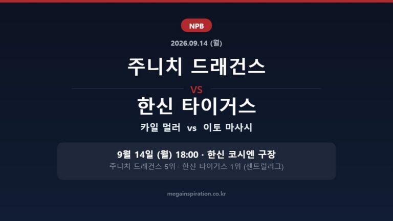 주니치 드래건스 vs 한신 타이거스 NPB 분석