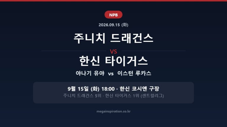 주니치 드래건스 vs 한신 타이거스 NPB 분석