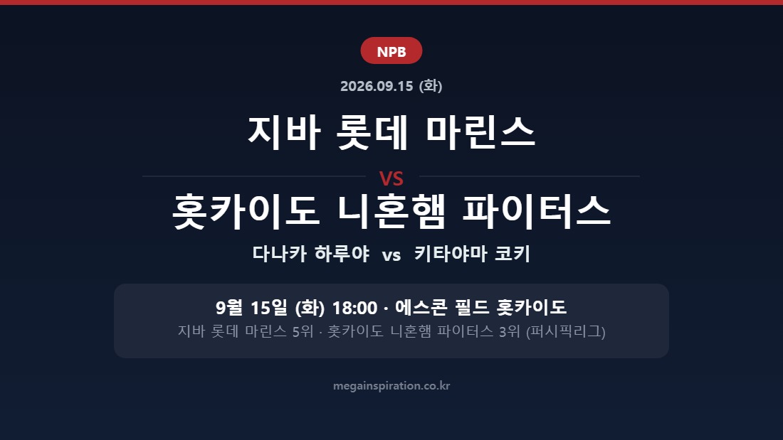 지바 롯데 마린스 vs 홋카이도 니혼햄 파이터스 NPB 분석