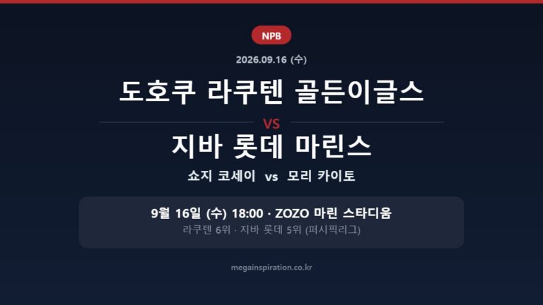 도호쿠 라쿠텐 골든이글스 vs 지바 롯데 마린스 NPB 분석