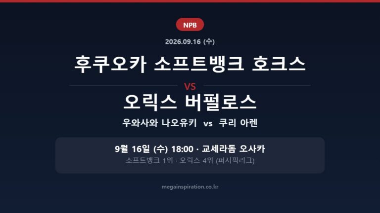 후쿠오카 소프트뱅크 호크스 vs 오릭스 버펄로스 NPB 분석