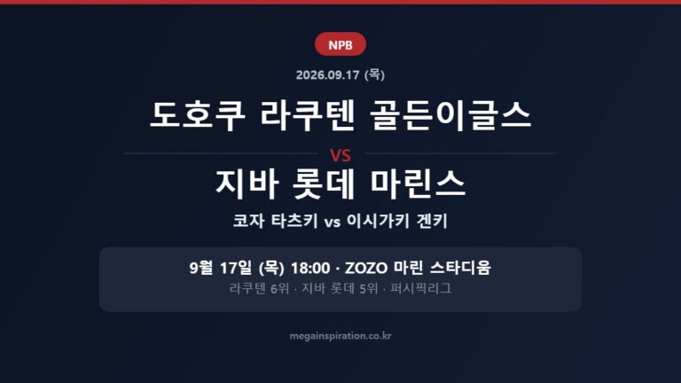 도호쿠 라쿠텐 골든이글스 vs 지바 롯데 마린스 NPB 분석