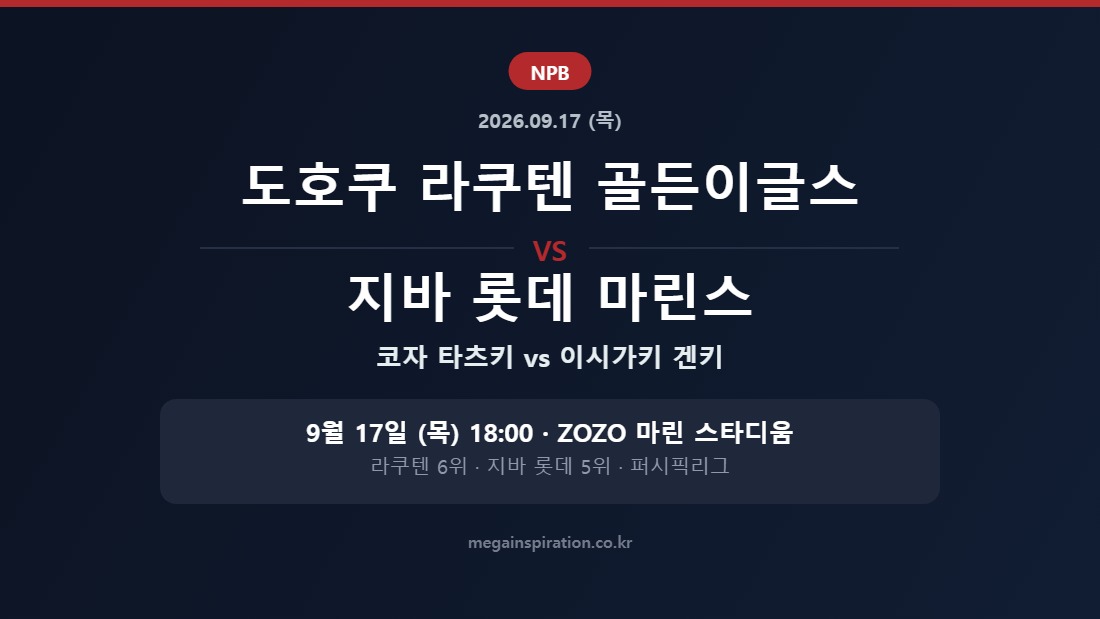 도호쿠 라쿠텐 골든이글스 vs 지바 롯데 마린스 NPB 분석