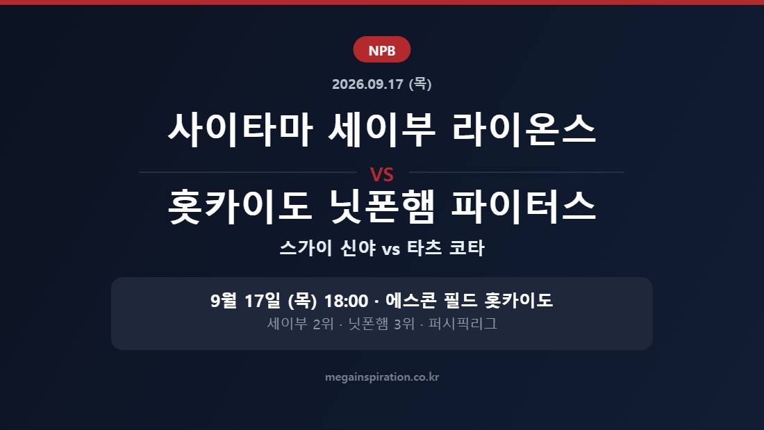 사이타마 세이부 라이온스 vs 홋카이도 닛폰햄 파이터스 NPB 분석