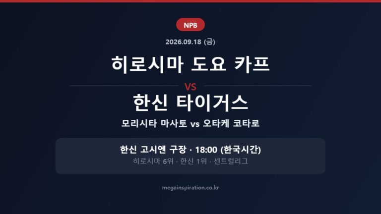 히로시마 도요 카프 vs 한신 타이거스 NPB 분석
