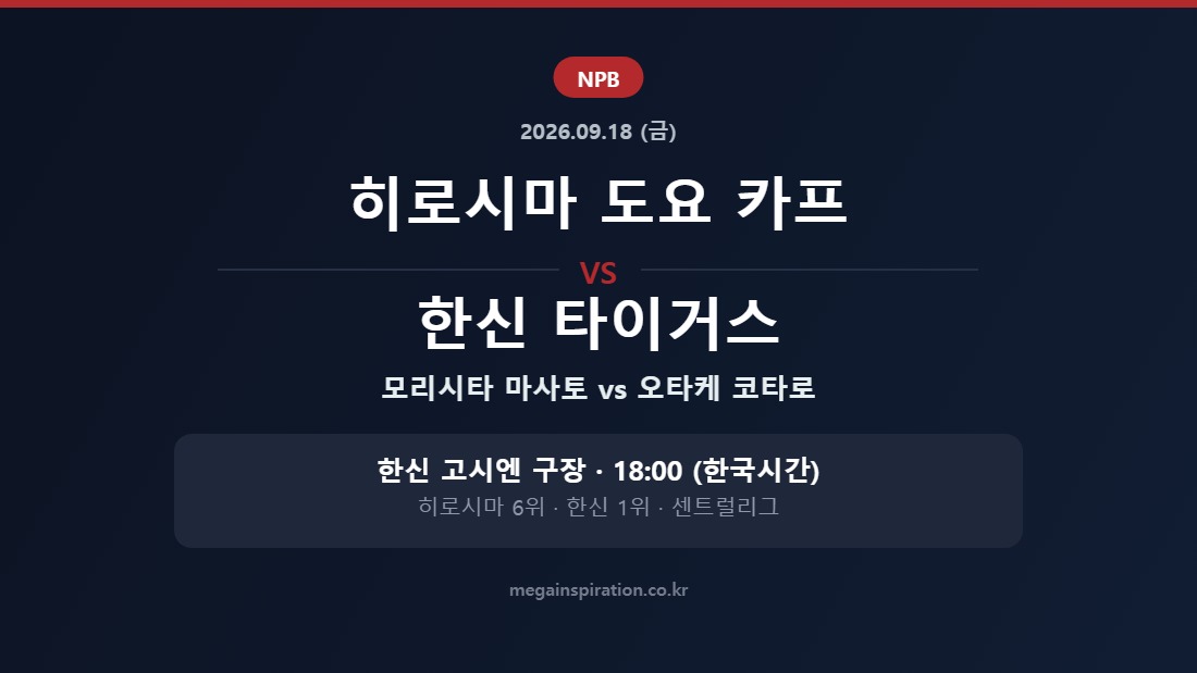 히로시마 도요 카프 vs 한신 타이거스 NPB 분석