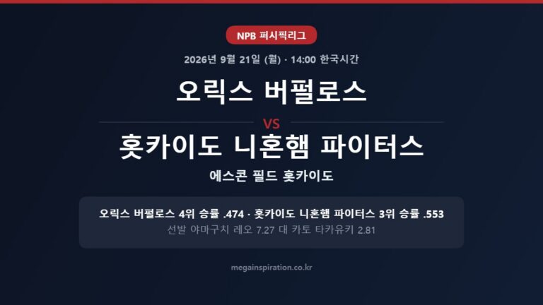 오릭스 버펄로스 vs 홋카이도 니혼햄 파이터스 NPB 분석